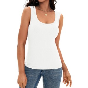 ATHLECHIC Women's Scoop Neck Ribbed Wide Strap Sleeveless Workout Basic Sport Tank Tops - 1 of 4