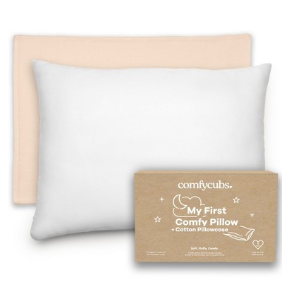 Toddler Pillow with Cotton Pillowcase, 13"x18", Kids Pillow for Sleeping by Comfy Cubs - 1 Pack