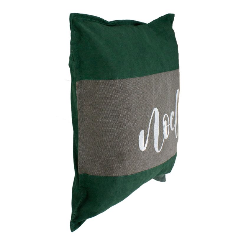 Northlight 18" Green and Brown Suede "Noel" Christmas Square Throw Pillow, 3 of 6