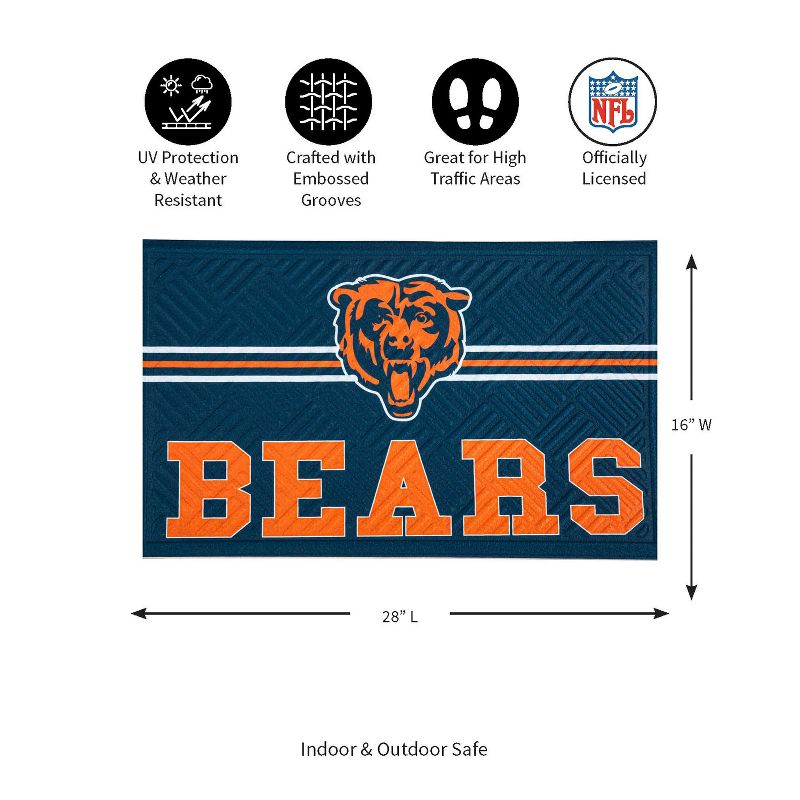 Evergreen NFL Chicago Bears Embossed Mat Cross Hatch Indoor and Outdoor Doormat, 2 of 6