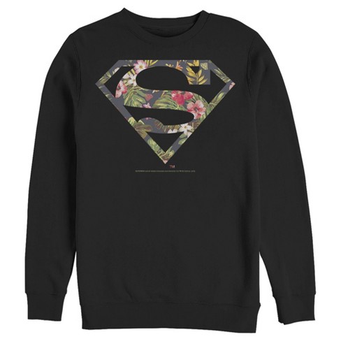 Men's Superman Floral Shield Logo Sweatshirt - Black - Large : Target