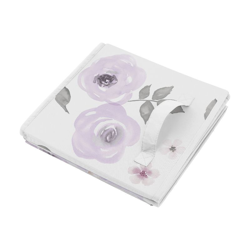 Sweet Jojo Designs Girl Fabric Storage Toy Bin Watercolor Floral Purple Pink and Grey, 5 of 6