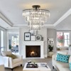 Dolonm 20" Black Crystal Chandelier Ceiling Light, Modern Luxury 10-Light Flush Mount Light Fixture(No Bulbs) - 4 of 4