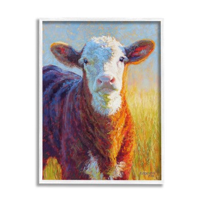 Stupell Industries Happy Cow Farmhouse Grassland Framed Giclee Art