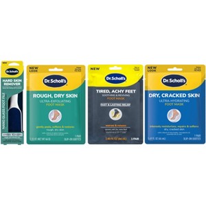 Dr. Scholl's Nano Glass Foot File + 1.49 fl oz Tired Achy Feet Mask + Dry, Cracked Skin Ultra-Hydrating Foot Mask + Exfoliating Foot Mask - 1 of 4
