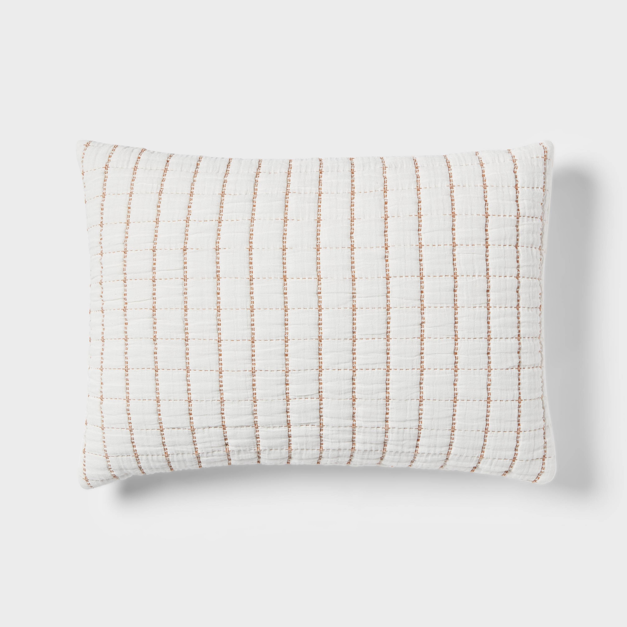 King Yarn Dye Crinkle Grid Quilt Sham Ivory/Camel - Threshold™
