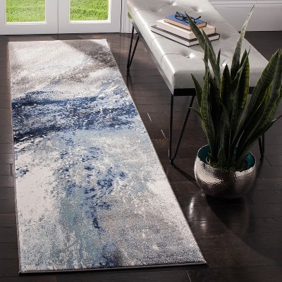Blue and Gray Abstract Non-Slip Area Rug