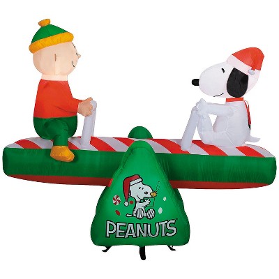 5 Ft. Airblown® Inflatable Peanuts® Christmas Snoopy & Charlie Brown Teeter Totter Outdoor Yard Decoration