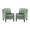 Set of 2 Regina 27.56" Wide Genuine Leather Armchair with Removable Cushions and English Arms  | ARTFUL LIVING DESIGN - 2 of 4