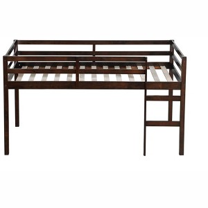 COWLOWN Twin Loft Bed with Ladder, Solid Rubber Wood Low Height Loft Bed with Storage Space & Strengthened Slats - 1 of 4