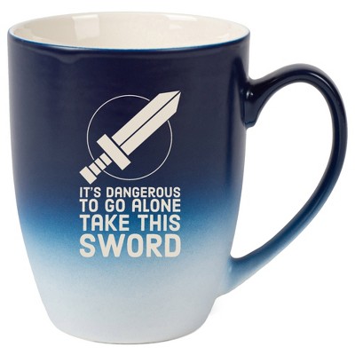 100 North Legendary Hero's 10 Ounce Navy Blue and White Two Toned Ombre, Comfortably Fits Your Hands, Ceramic Tea Coffee Cup Mug, It's Dangerous To Go