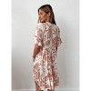 Midi Dress for Women Summer Flutter Bell Sleeves Front Button Drawstring V Neck Flowy Sundress Flounce Midi Tiered Boho Dress Babydoll Dress - 4 of 4