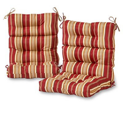 Set of 2 Roma Stripe Outdoor High Back Chair Cushions - Kensington Garden