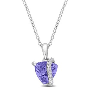 EVERLY JEWELRY | Sterling Silver 1 4/5 CT TGW Trilliant-Cut Tanzanite and Diamond Accent Drop Wrap Pendant with Chain - 17 inch - 1 of 4