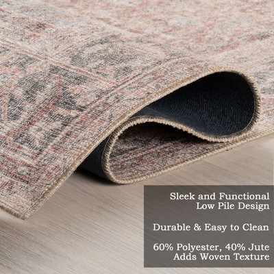 Hillstone Red and Beige Rectangular Synthetic Area Rug