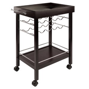 Johnnie Bar Cart Dark Espresso - Winsome: Hardwood Beverage Trolley with Wine Storage, 30 Day Limited Warranty - 1 of 4