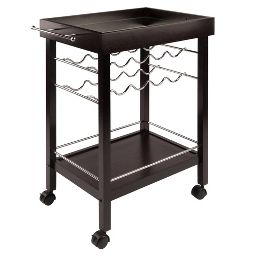 Johnnie Bar Cart Dark Espresso - Winsome: Hardwood Beverage Trolley with Wine Storage, 30 Day Limited Warranty