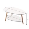 Oval Wood Coffee Table with Open Shelving, 2 Tier Sofa Table, White - 2 of 4