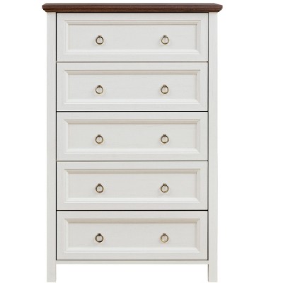 NicBex Farmhouse 5 Drawers Dresser, Wood Rustic Tall Chest of Drawers, Dressers Organizer for Bedroom, Living Room, Hallway