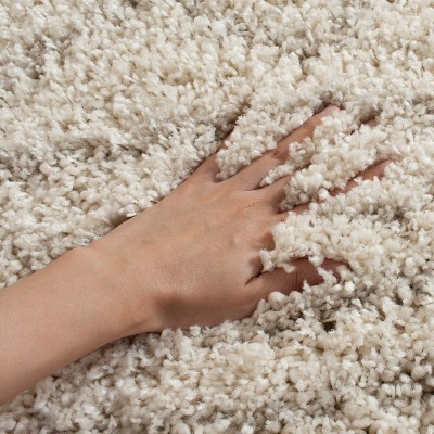 Ivory Beige 8' x 8' Square Geometric Shag Area Rug