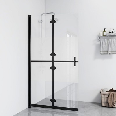 VidaXL Foldable Walk-in Shower Wall Half Frosted ESG Glass 27.6 in.x74.8 in.