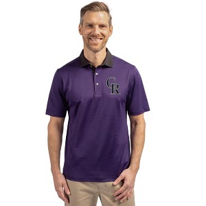 Colorado Rockies Cutter & Buck Virtue Eco Pique Micro Stripe Recycled Mens Polo - 1 of 1