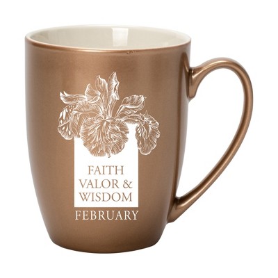 Elanze Designs Faith Valor And Wisdom February Bronze 10 ounce New Bone China Coffee Cup Mug