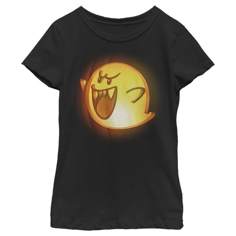 Girl's Nintendo Halloween Boo Pumpkin T-Shirt, 1 of 4