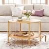 Brafab Natural Fiber Rope 3-Piece Coffee Table Set,Round Wooden Rattan Coffee Table and Two End Side Table for Home Offic - 4 of 4