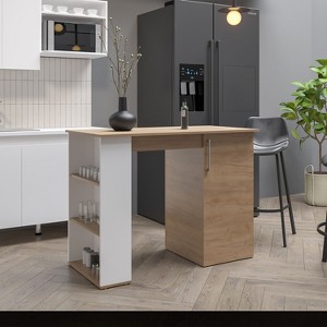 Gulches 47" Wide Kitchen Island with One Cabinet and Five Shelves ¨C White & Natural Oak Finish - 1 of 4
