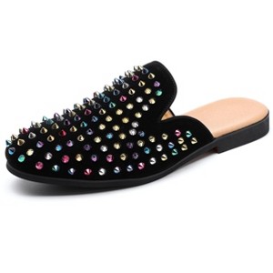Santimon Mens Rivet Mules Backless Slip On Slippers Fashion Outdoor Shoes Black - 1 of 4