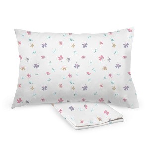 BreathableBaby Cotton Percale Pillowcase, For 13" x 18"/33 x 46 cm Toddler Pillow, Butterflies (2-Pack) - 1 of 4