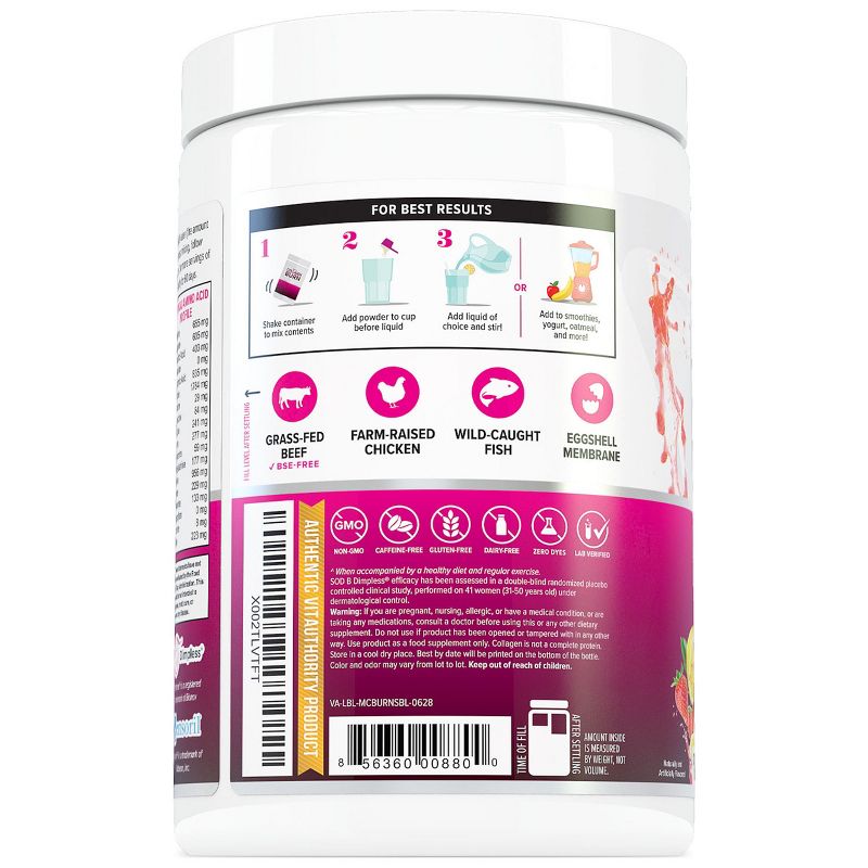 Multi Collagen Burn Hydrolyzed Collagen Peptides Powder with Types I II III V X, Supports Weight Loss, Strawberry Lemonade, Vitauthority, 30 servings, 3 of 5