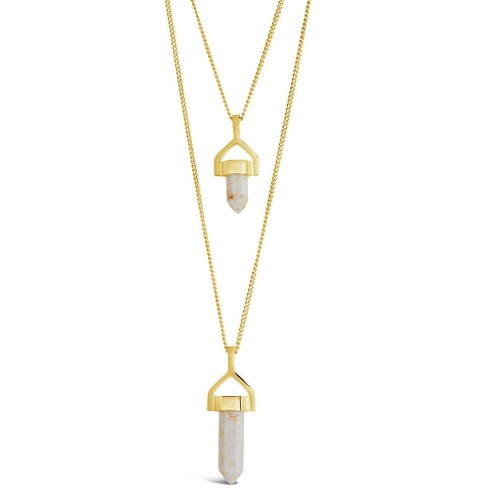 Gold Layered Crystal Pendant Necklace | Groovy's | Four in One Necklace