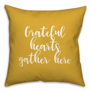 Creative Products Grateful Hearts Gather Here in Mustard 18 x 18 Spun Poly Pillow - 1 of 3