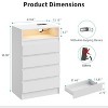 4 Drawer Double Dresser with Power Outlet, Accent Chests of Drawers with LED Light, Modern White Storage Dresser with Charging Station, White - 2 of 4