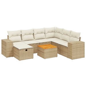 vidaXL Garden Sofa Set Beige, Cream White - 1 of 4