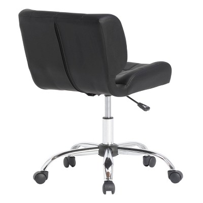 Modern Black Crest Armless Swivel Task Chair in Vinyl and Chrome
