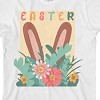 Dear Spring Easter Brown Bunny Ears With Eggs And Flowers Youth Girl's White Short Sleeve Crew Neck Tee - 2 of 3