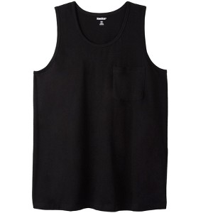 KingSize Men's Big & Tall Shrink-Less Lightweight Pocket Tank - 9XL, Black - 1 of 4