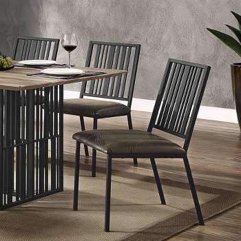 24" Zudora Dining Chair Dark Brown PU and Sandy Black Finish - Acme Furniture