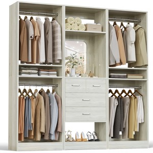 Aheaplus Freestanding Closet Organizer with Mirror and 4 Hanging Rods, Closet System with Drawers - 1 of 4