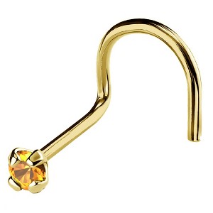 Jewelry Avalanche 22G 14K Gold Nose Screw Nose Stud with Citrine Gemstone - 1 of 2