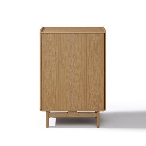 LuxenHome Oak Manufactured Wood 2-Door 31.1" W x 48.7" H Cabinet with Tray Top Brown - 1 of 4