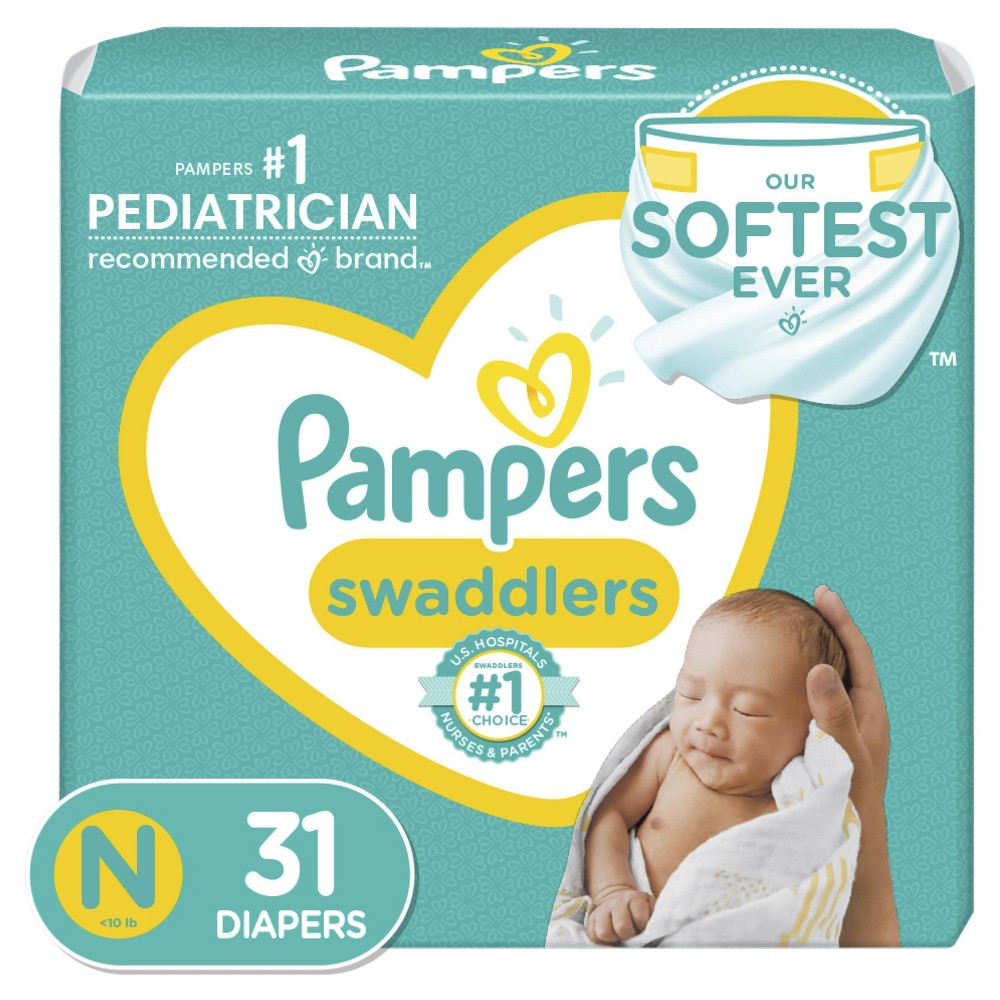 Pampers Swaddlers Disposable Diapers Jumbo Pack - Size Newborn (31ct)