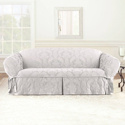 4pc Ultimate Stretch Suede T Cushion Sofa Slipcovers Cement - Sure Fit :  Target