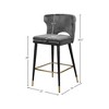 Meridian Furniture,Kelly Grey Velvet Stool, Set of 2 - 4 of 4