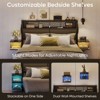 Bestier Queen Bed Frame with Horizontal Golden Stripe Storage Headboard - 2 of 4
