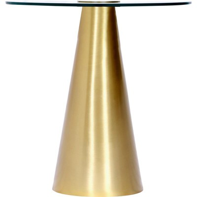 Round Glass Top End Table with Brushed Gold Metal Base