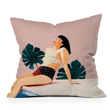 Oranges This Sunday Outdoor Throw Pillow Pink - Deny Designs